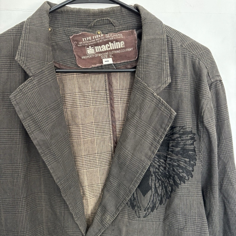 Y2K Machine Type Field Apparel Men's XL Blazer Jacket Coat Brown Cross Velvet